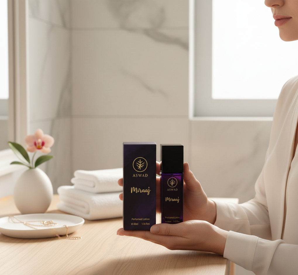 ASWAD Miraj body lotion rich moisturizing texture with long-lasting fragrance