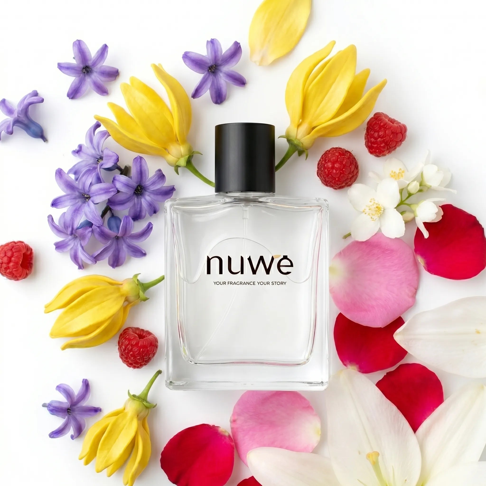 Petal Pop Fruity Floral perfume top heart base notes — high concentration imported oil Nuwe Perfumes