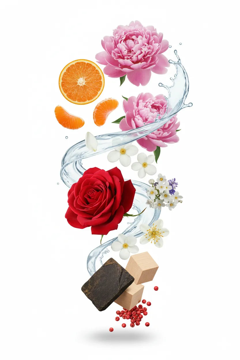 Flora Muse Floral Fruity perfume top heart base notes — high concentration imported oil Nuwe Perfumes