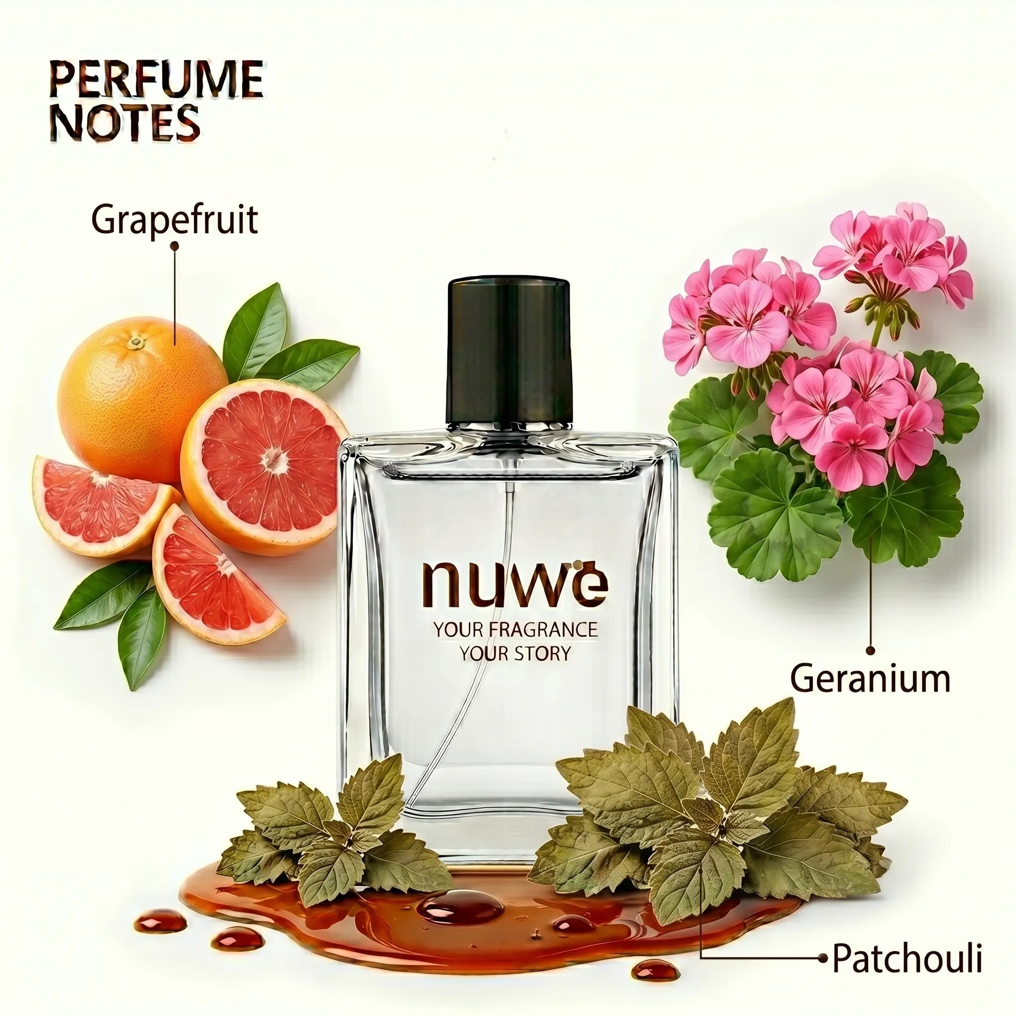 Molecule fragrance notes — iso e super, cedar, skin-like musk — imported perfume oils Nuwe Perfumes
