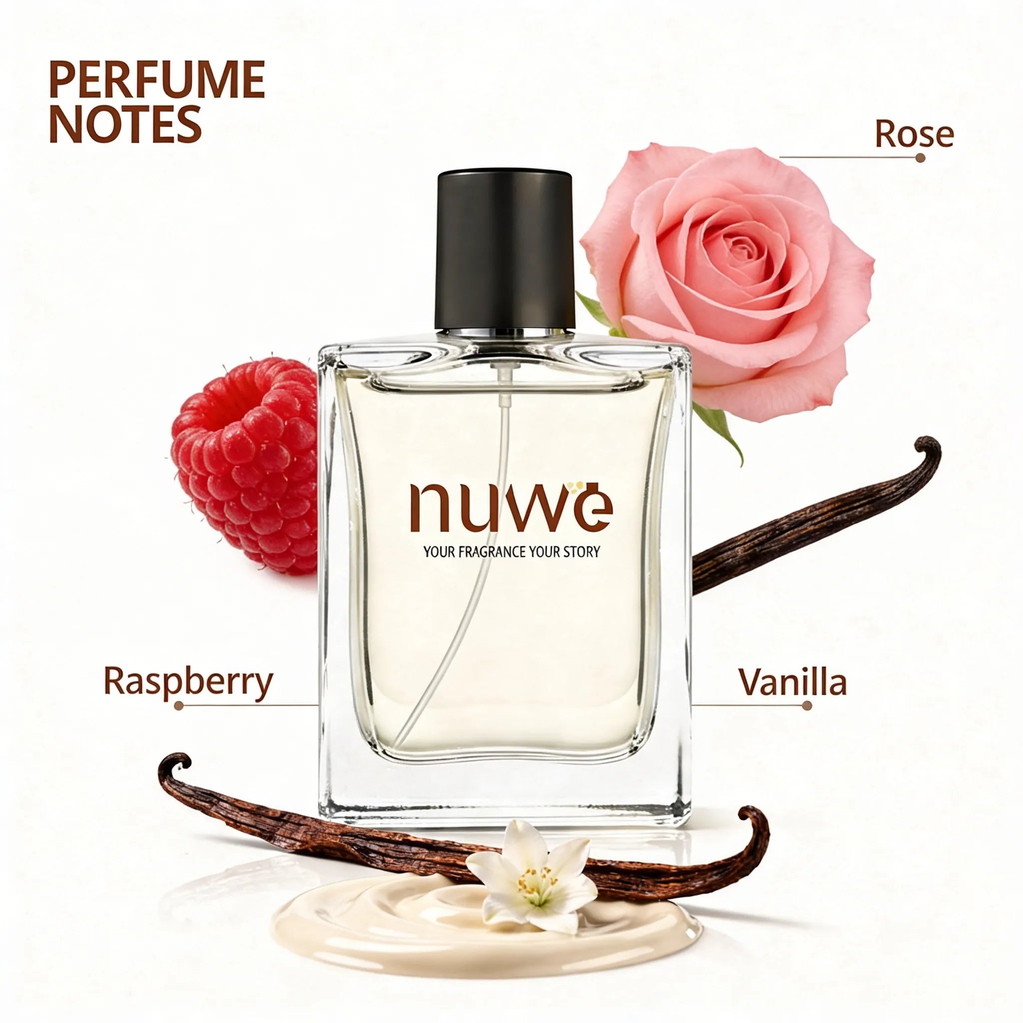 Night Rose fragrance notes — dark rose, oud, amber, musk base — imported perfume oils Nuwe Perfumes