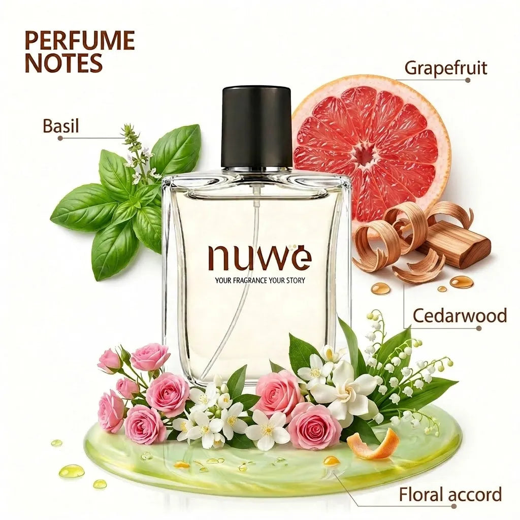 Royal Wood fragrance notes — sandalwood, cedarwood, amber, warm musk — imported perfume oils Nuwe Perfumes